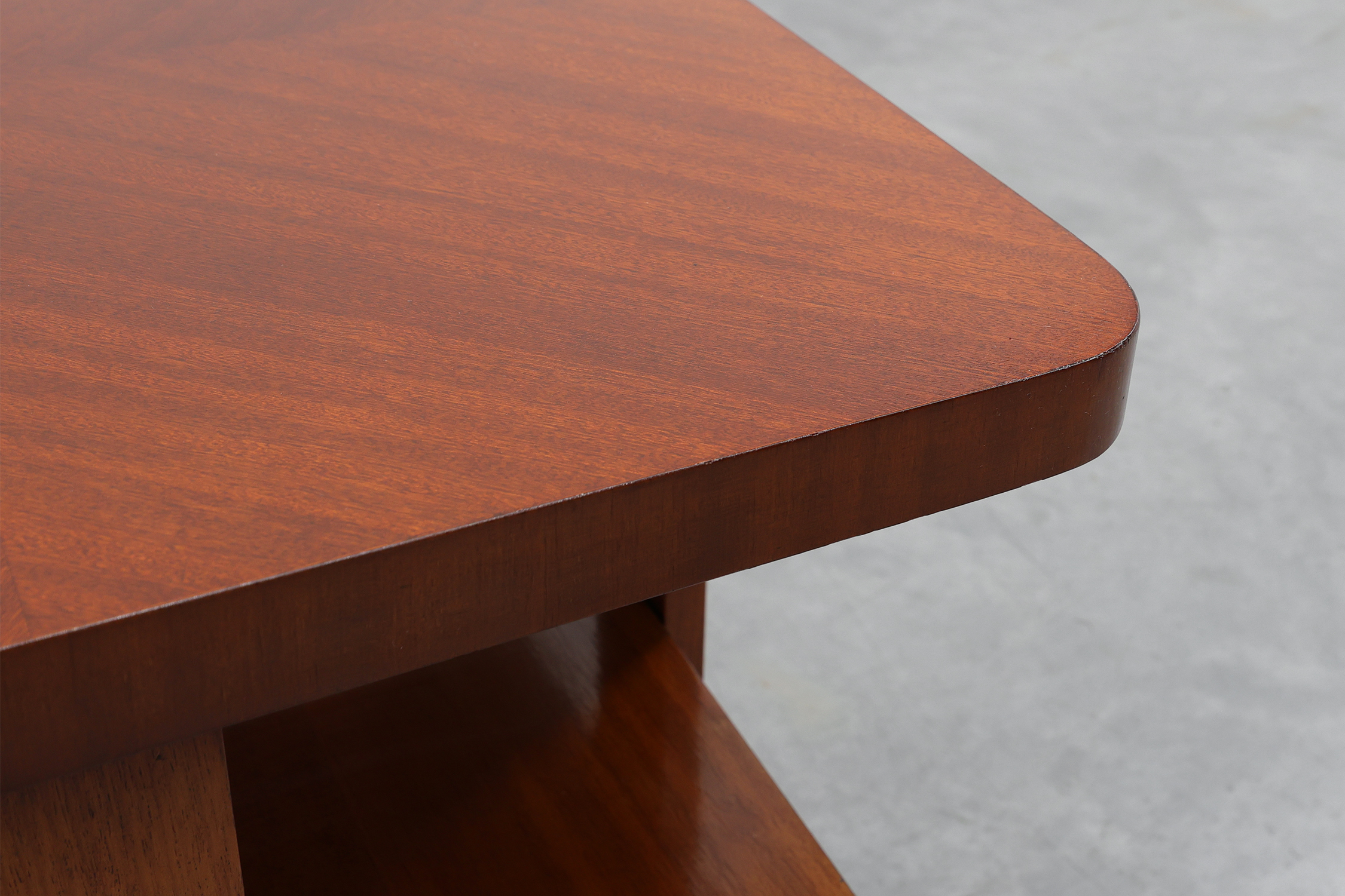 Art Deco Walnut Veneer Side Table with Shelf, Belgium, 1920sthumbnail